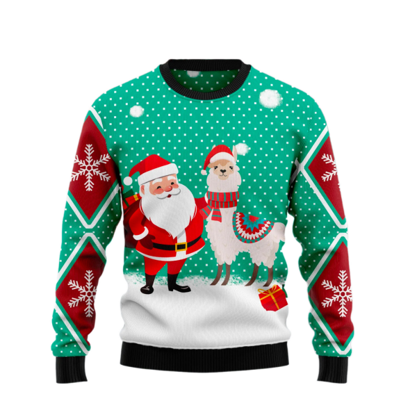 Llama And Santa Xmas Ugly Christmas Sweater For Men & Women Christmas Gift Sweater Jezsport.com