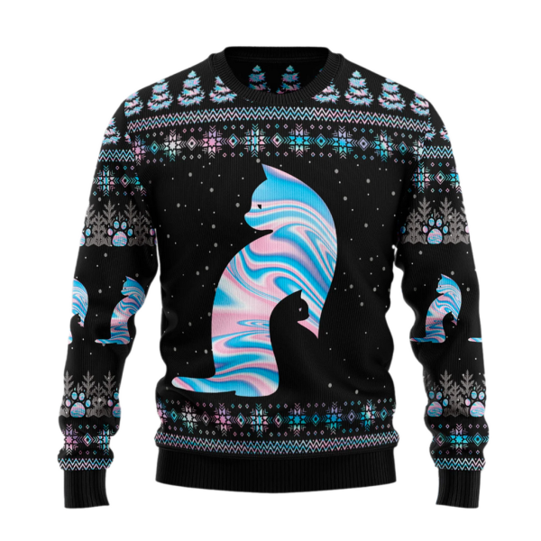 Cat Hologram Ugly Christmas Sweater For Men & Women Christmas Gift Sweater Jezsport.com