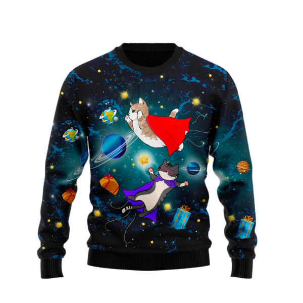 Cat Galaxy Ugly Christmas Sweater For Men & Women Christmas Gift Sweater Jezsport.com