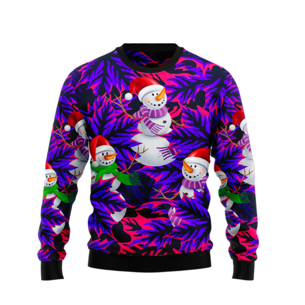 Snowman Leaves Ugly Christmas Sweater For Men & Women Christmas Gift Sweater Jezsport.com