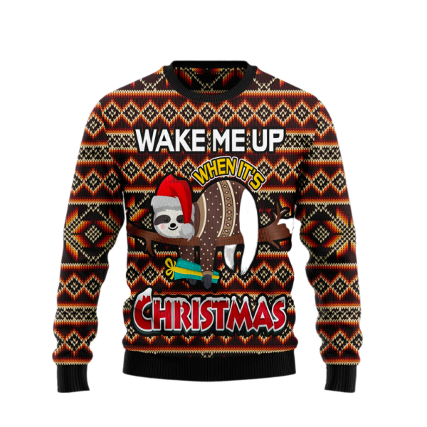 Sloth Wake Me Up When It's Christmas Ugly Christmas Sweater For Men & Women Christmas Gift Sweater Jezsport.com