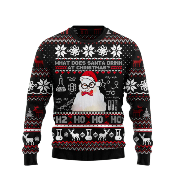 What Does Santa Drink At Christmas Ugly Christmas Sweater For Men & Women Christmas Gift Sweater Jezsport.com