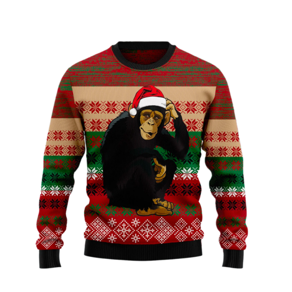 Chimpanzee Christmas Ugly Christmas Sweater For Men & Women Christmas Gift Sweater Jezsport.com