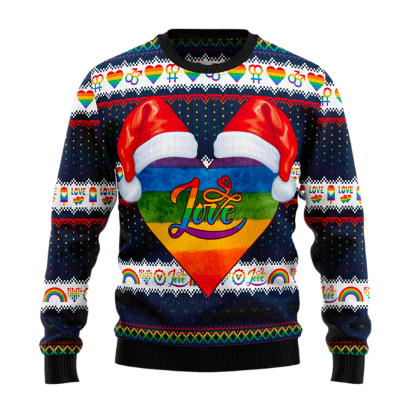 LGBT Heart Ugly Christmas Sweater For Men & Women Christmas Gift Sweater Jezsport.com