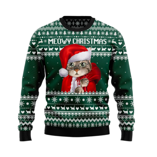 Cat Santa Ugly Christmas Sweater For Men & Women Christmas Gift Sweater Jezsport.com