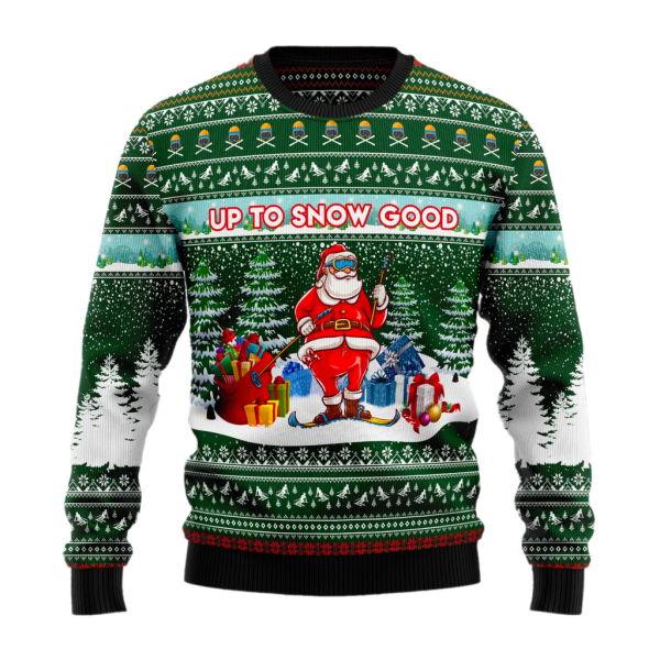 Santa Clause Skiing Ugly Christmas Sweater For Men & Women Christmas Gift Sweater Jezsport.com