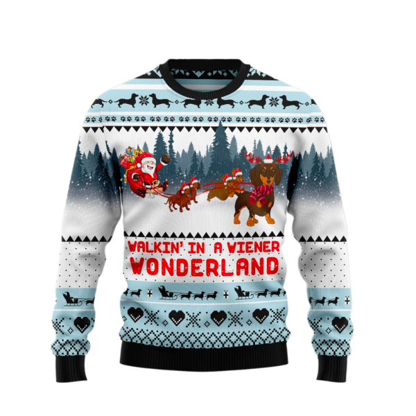 Walkin‘ In A Weiner Wonderland Ugly Christmas Sweater For Men & Women Christmas Gift Sweater Jezsport.com