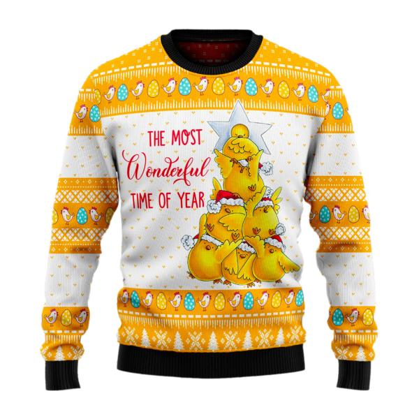 Wonderful Time Chicken Ugly Christmas Sweater For Men & Women Christmas Gift Sweater Jezsport.com