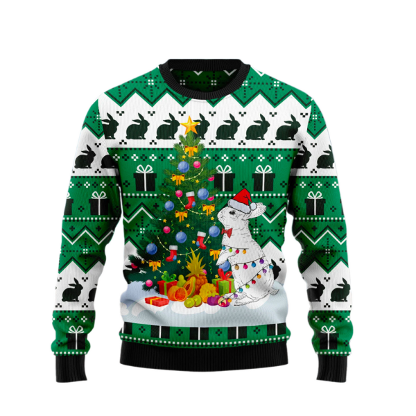 Christmas Tree Rabbit Ugly Christmas Sweater For Men & Women Christmas Gift Sweater Jezsport.com