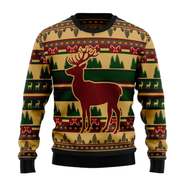 Deer Pattern Ugly Christmas Sweater For Men & Women Christmas Gift Sweater Jezsport.com