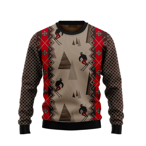 Skiing Beauty Ugly Christmas Sweater For Men & Women Christmas Gift Sweater Skiing Beauty Jezsport.com