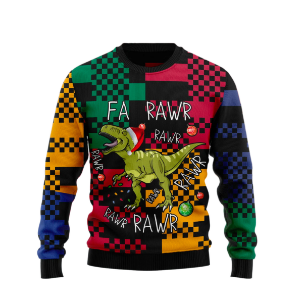 T-rex Rawr Rawr Rawr Christmas Ugly Christmas Sweater For Men & Women Christmas Gift Sweater Jezsport.com