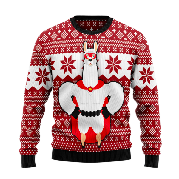 Llama Superhero Ugly Christmas Sweater For Men & Women Christmas Gift Sweater Jezsport.com