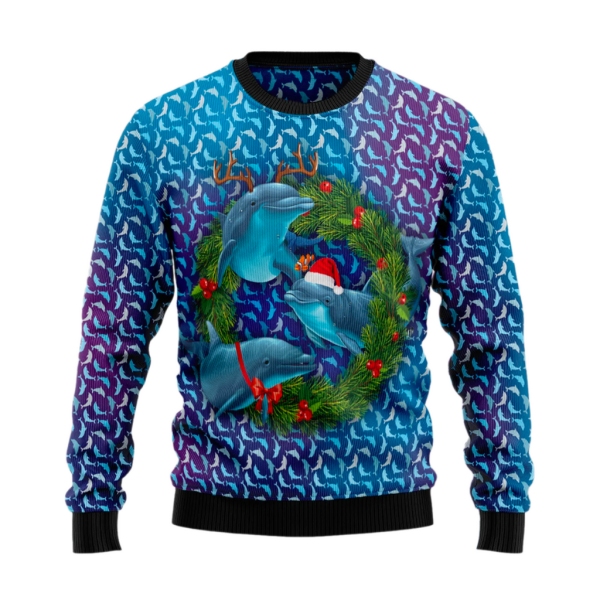 Santa Dolphin Ugly Christmas Sweater For Men & Women Christmas Gift Sweater Jezsport.com