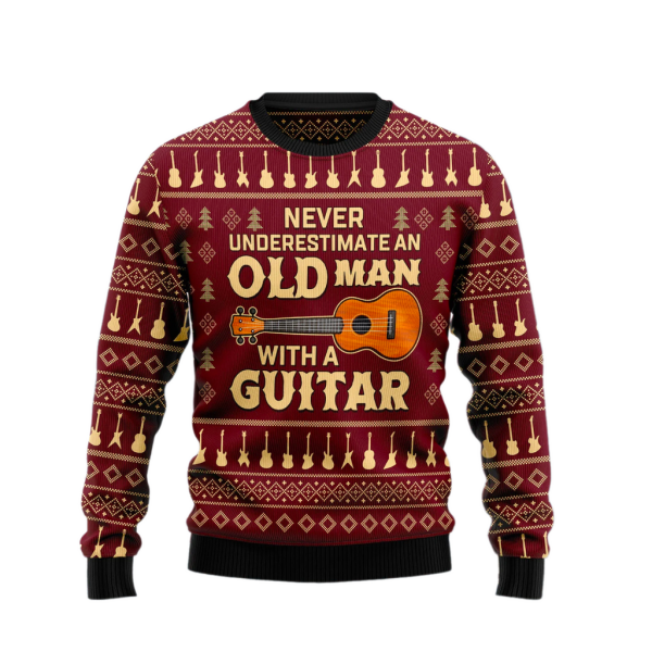 Never Underestimate An Old Man With A Guitar Ugly Christmas Sweater For Men & Women Christmas Gift Sweater Jezsport.com