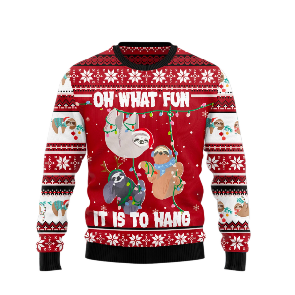 Sloth Oh What Fun Ugly Christmas Sweater For Men & Women Christmas Gift Sweater Jezsport.com