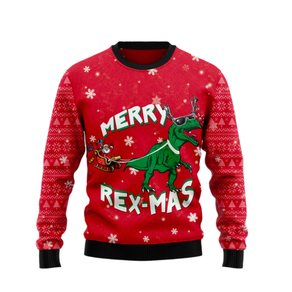 Merry Rex-Mas Ugly Christmas Sweater For Men & Women Christmas Gift Sweater Jezsport.com