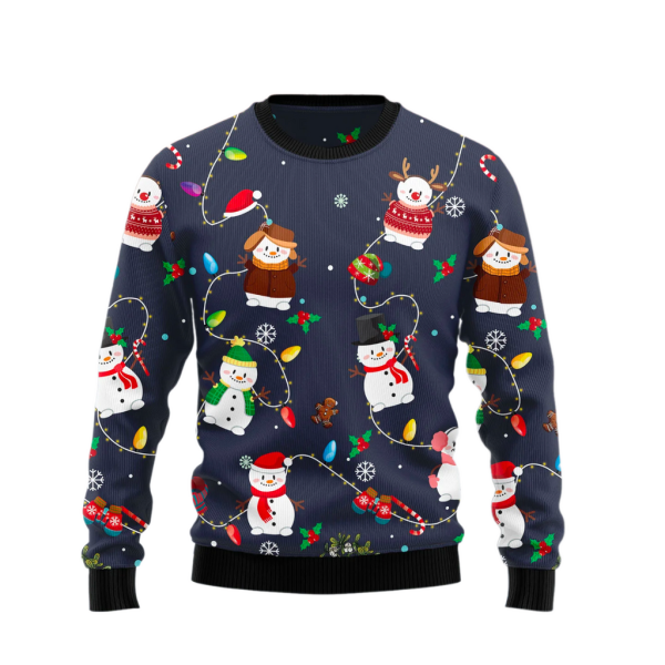 Snowman Christmas Light Ugly Christmas Sweater For Men & Women Christmas Gift Sweater Jezsport.com