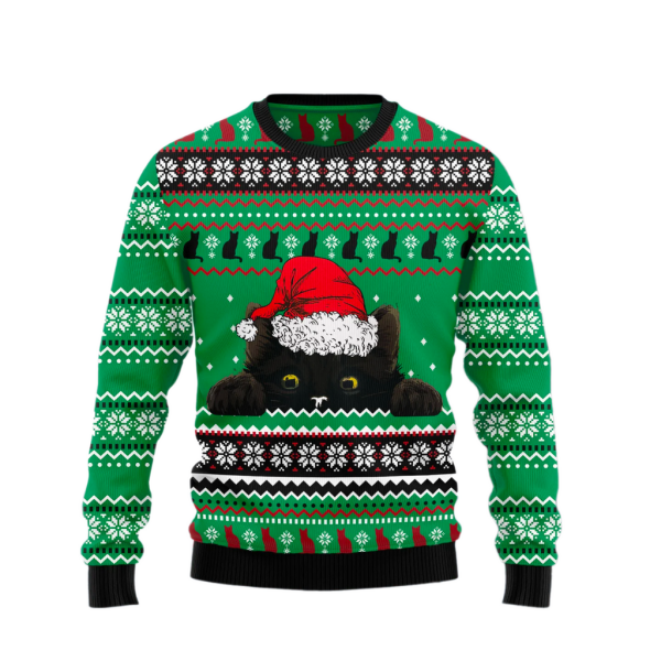 Black Cat Hide Ugly Christmas Sweater For Men & Women Christmas Gift Sweater Jezsport.com