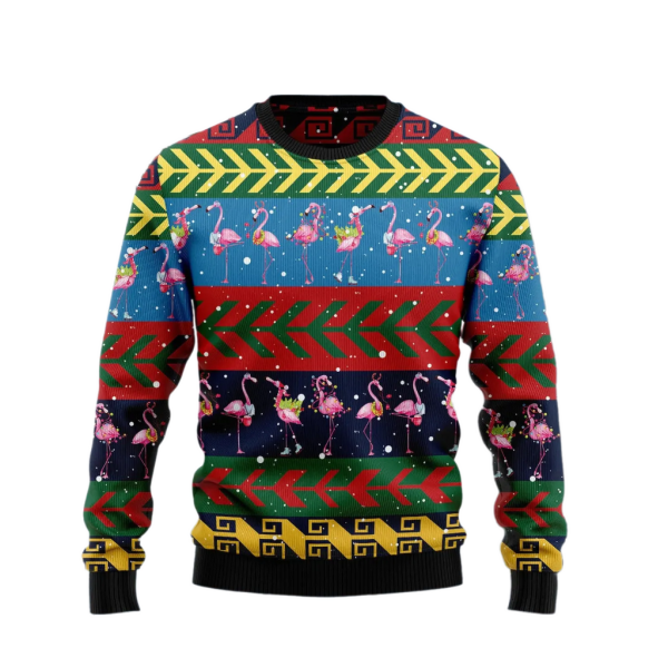 Flamingo Christmas Pattern Ugly Christmas Sweater For Men & Women Christmas Gift Sweater Jezsport.com