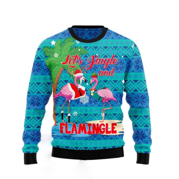 Flamingo Let‘s Jingle Ugly Christmas Sweater For Men & Women Christmas Gift Sweater Jezsport.com