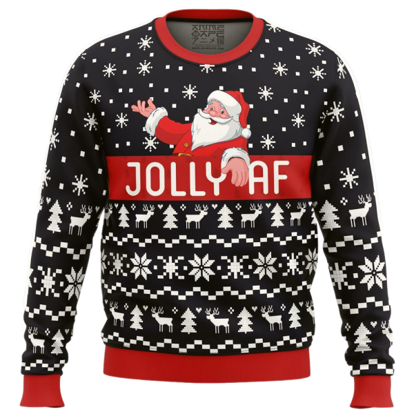 Jolly Af Santa Claus Ugly Christmas Sweater For Men & Women Christmas Gift Sweater Jezsport.com