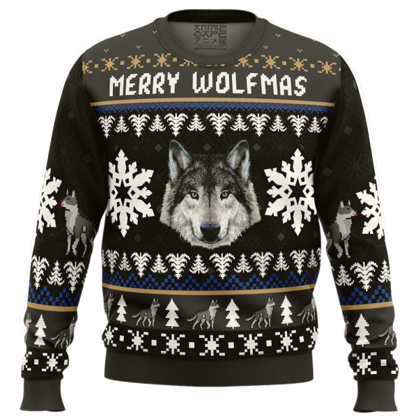 Merry Wolfmas Wolf Ugly Christmas Sweater For Men & Women Christmas Gift Sweater Jezsport.com