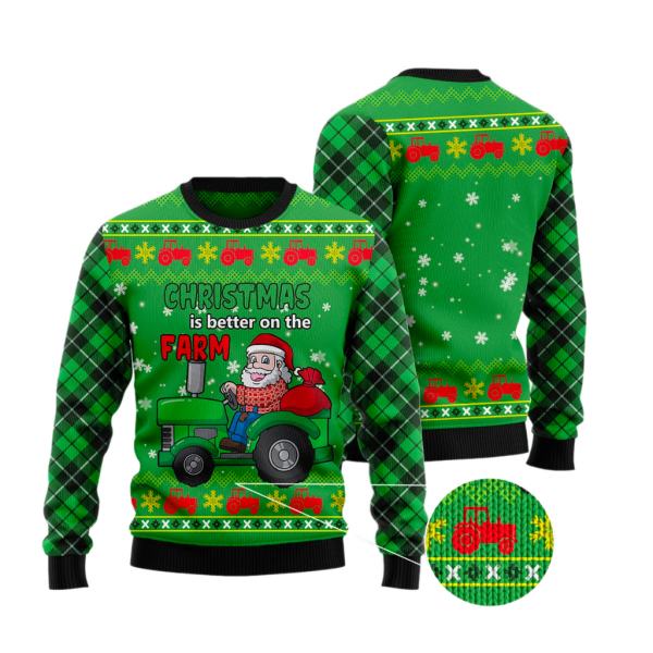 Tractor Santa Ugly Christmas Sweater For Men & Women Christmas Gift Sweater Jezsport.com