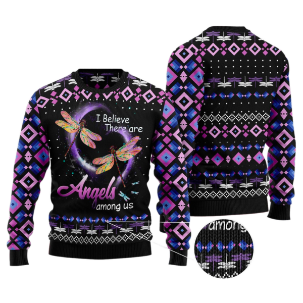 Dragonfly Angels Ugly Christmas Sweater For Men & Women Christmas Gift Sweater Jezsport.com