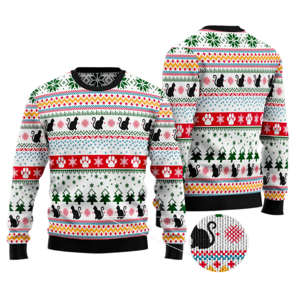 Black Cat Ugly Christmas Sweater For Men & Women Christmas Gift Sweater Jezsport.com