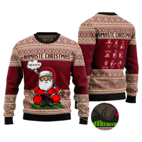 Yoga Santa Clause Ugly Christmas Sweater For Men & Women Christmas Gift Sweater Jezsport.com