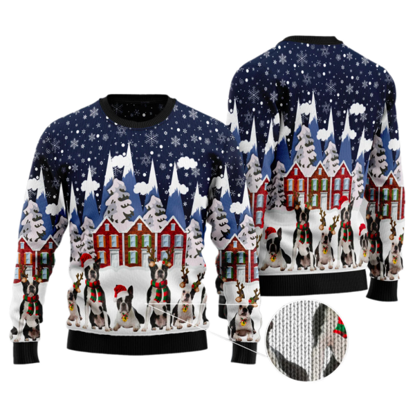 Boston Terrier Family Ugly Christmas Sweater For Men & Women Christmas Gift Sweater Jezsport.com