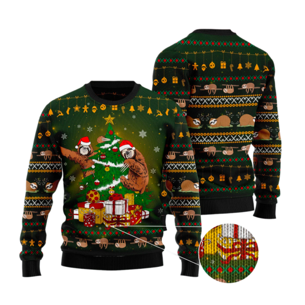 Sloth Christmas Tree Ugly Christmas Sweater For Men & Women Christmas Gift Sweater Jezsport.com