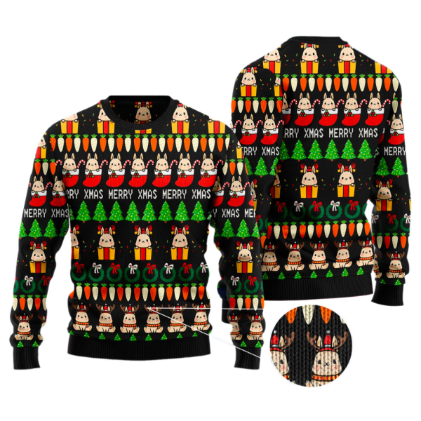 Rabbit Christmas Ugly Christmas Sweater For Men & Women Christmas Gift Sweater Jezsport.com