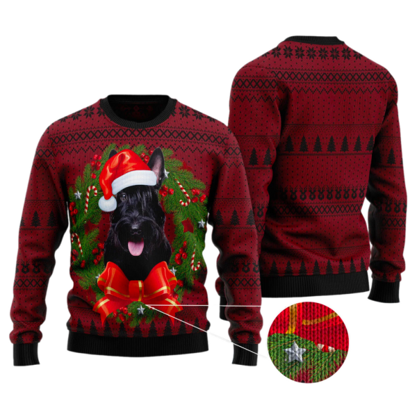 Cute Puppy Wreath Ugly Christmas Sweater For Men & Women Christmas Gift Sweater Jezsport.com