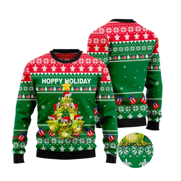 Frog Christmas Tree Christmas Ugly Christmas Sweater For Men & Women Christmas Gift Sweater Jezsport.com