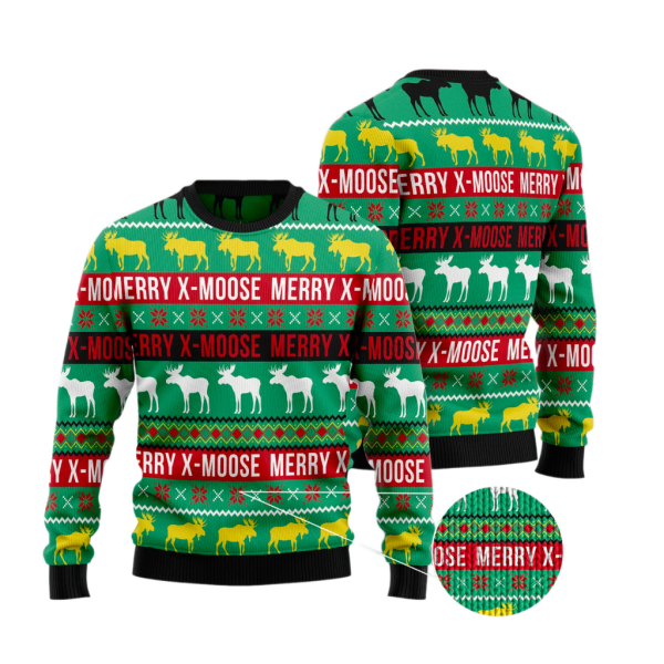 Merry X-Moose Ugly Christmas Sweater For Men & Women Christmas Gift Sweater Jezsport.com