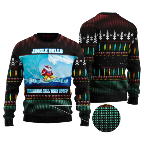 Santa Claus Surfing Ugly Christmas Sweater For Men & Women Christmas Gift Sweater Jezsport.com