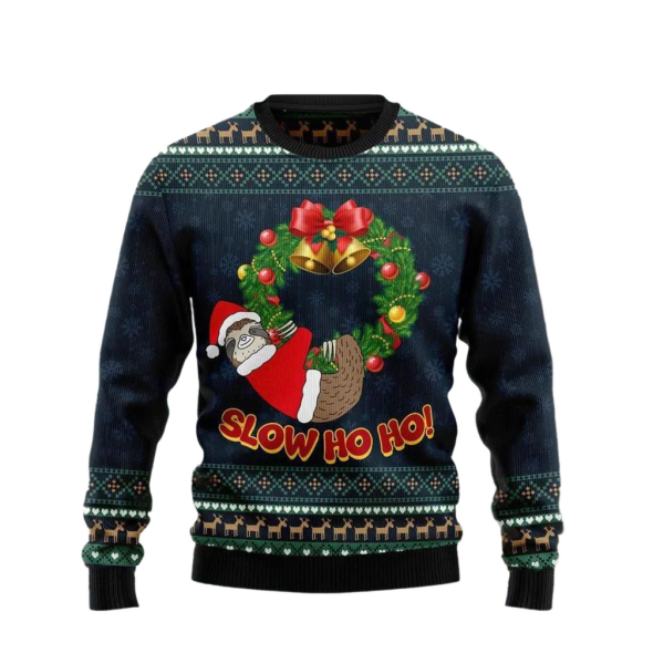 Sloth Slow Ho Ho Ugly Christmas Sweater For Men & Women Christmas Gift Sweater Jezsport.com