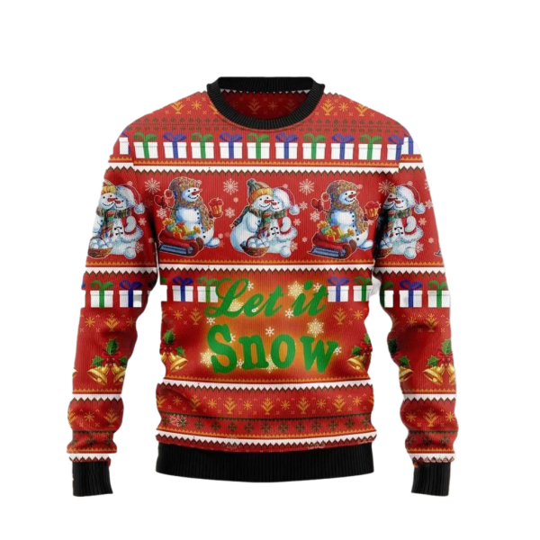 Snowman Let It Snow Ugly Christmas Sweater For Men & Women Christmas Gift Sweater Jezsport.com