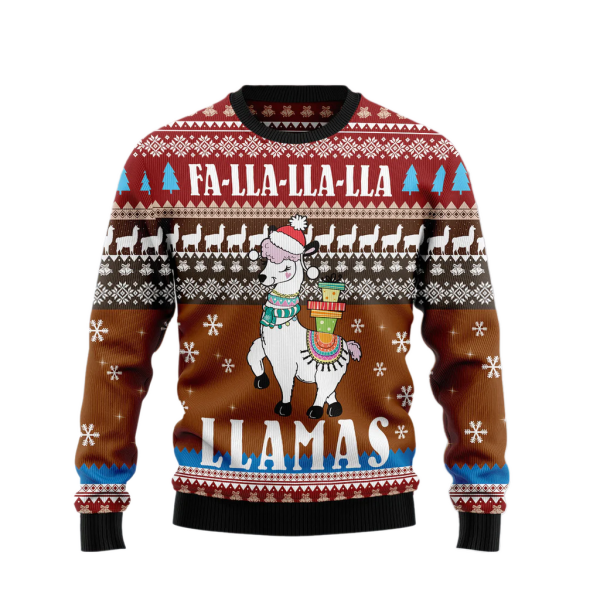 Fa Lla Lla Llamas Ugly Christmas Sweater For Men & Women Christmas Gift Sweater Jezsport.com