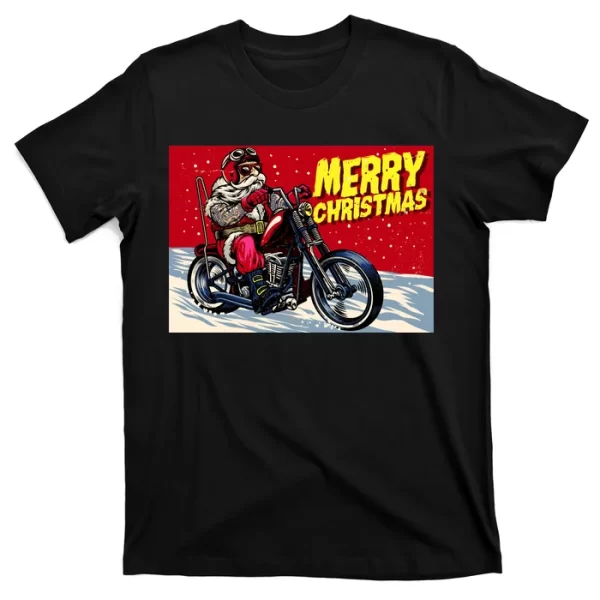 Vintage Santa Biker Riding Chopper T Shirt For Men, Christmas Shirt For Girl Jezsport.com