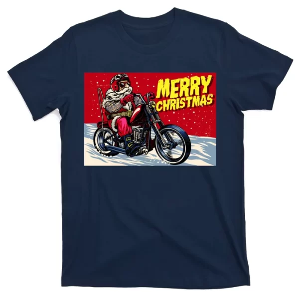 Vintage Santa Biker Riding Chopper T Shirt For Men, Christmas Shirt For Girl Jezsport.com