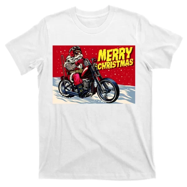 Vintage Santa Biker Riding Chopper T Shirt For Men, Christmas Shirt For Girl Jezsport.com