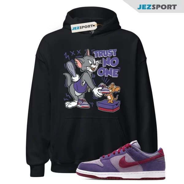 Trust No One Cat And Mouse Hoodie Dunk Low Plum streetwear cartoon 90s Tees, CU1726-500 Matching Sneaker Hoodie