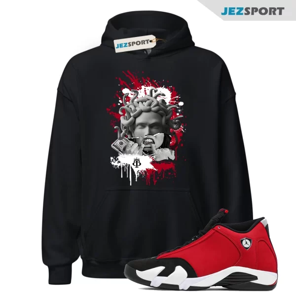 New Medusa Black Unisex Hoodie Made to Match Jordan 14 Retro Gym Red Toro, 487471-006 Sneaker Match Hoodie