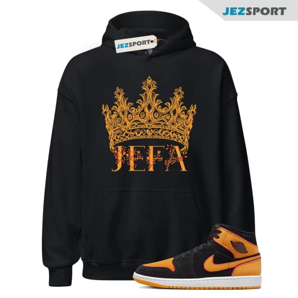 Vivid Orange Fat Tongue Black Cardinal Red 1 Mid Hoodie Match JEFA, FJ4924-008 Matching Sneaker Hoodie