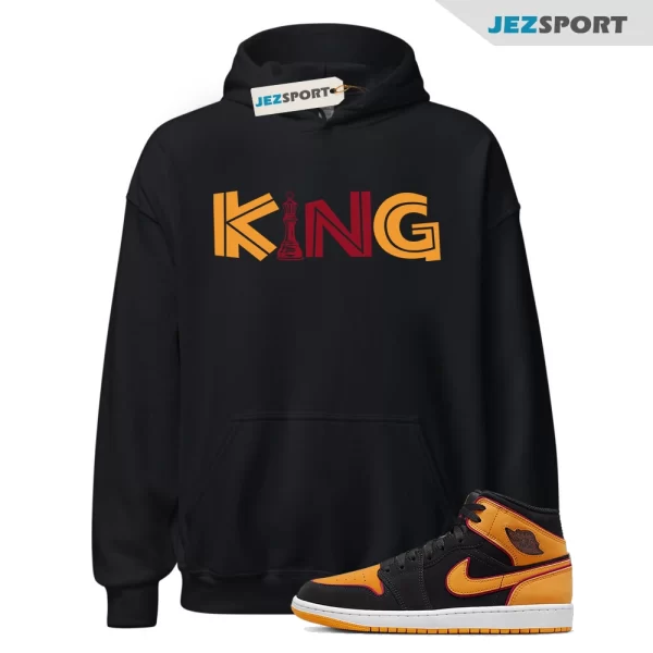 Vivid Orange Fat Tongue Black Cardinal Red 1 Mid Hoodie Match KING, FJ4924-008 Matching Sneaker Hoodie