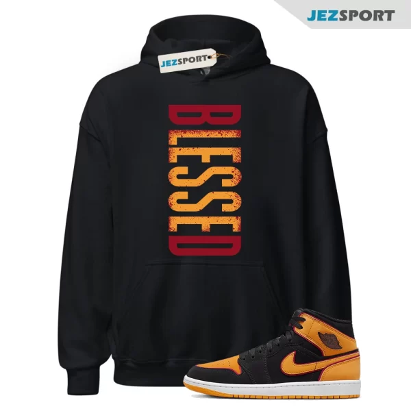 Vivid Orange Fat Tongue Black Cardinal Red 1 Mid Hoodie Match VERTBLS, FJ4924-008 Matching Sneaker Hoodie