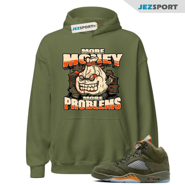 Jordan Retro 5 Olive 5s Hoodie to Match, CELADON MORE PROBLEMS, DD0587-308 Matching Sneaker Hoodie